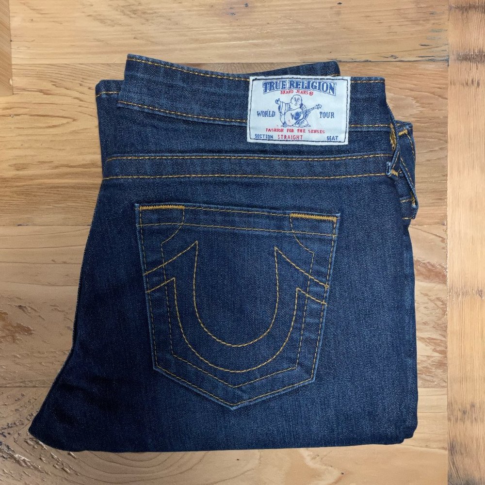 True Religion Women's Dark Blue Straight Jeans